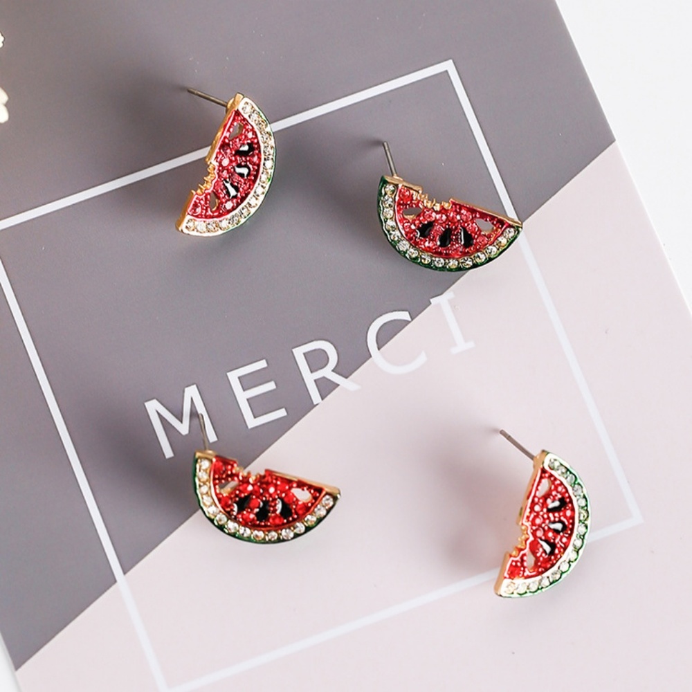 Stunning Watermelon CZ Stud Earrings - Picture 6 of 8